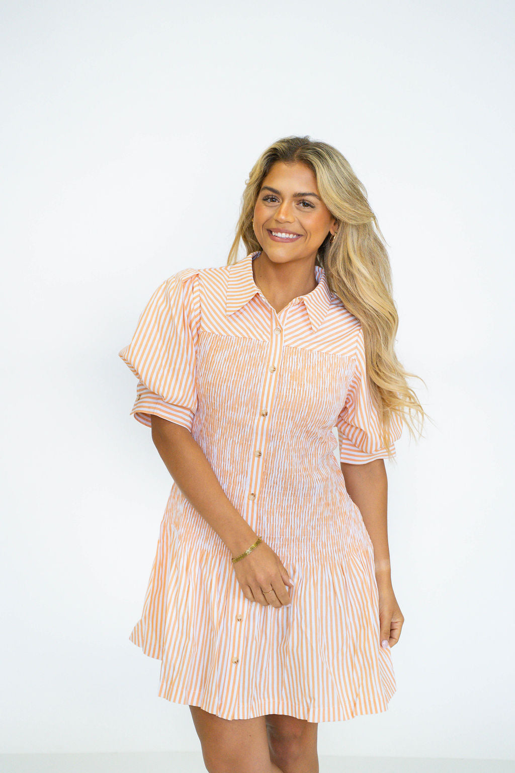 Bluebell Smocked Dress- Coral