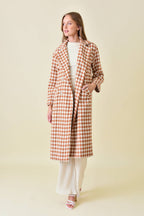 Rust Houndstooth Long Coat