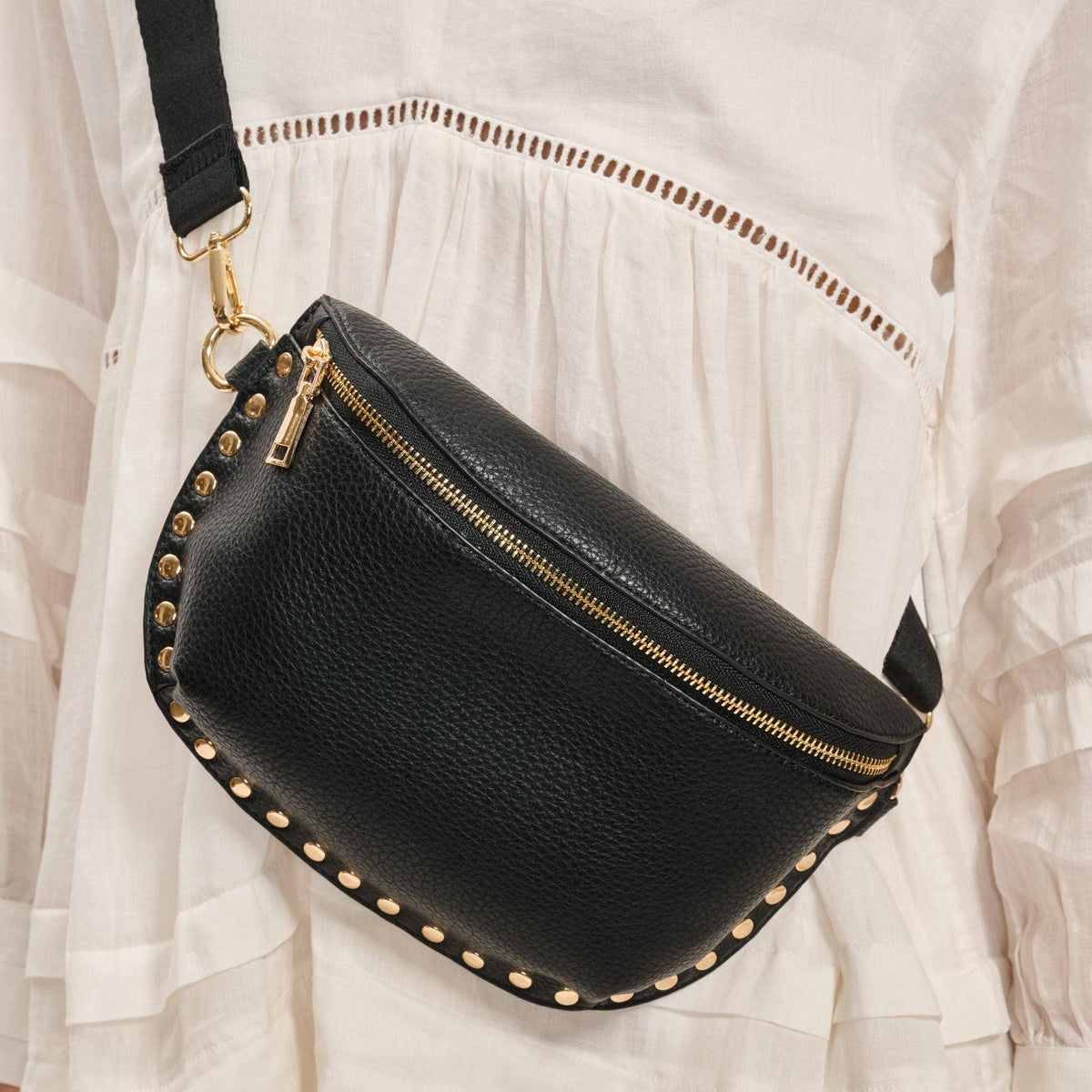 Rowan Studded Belt Bag — Black