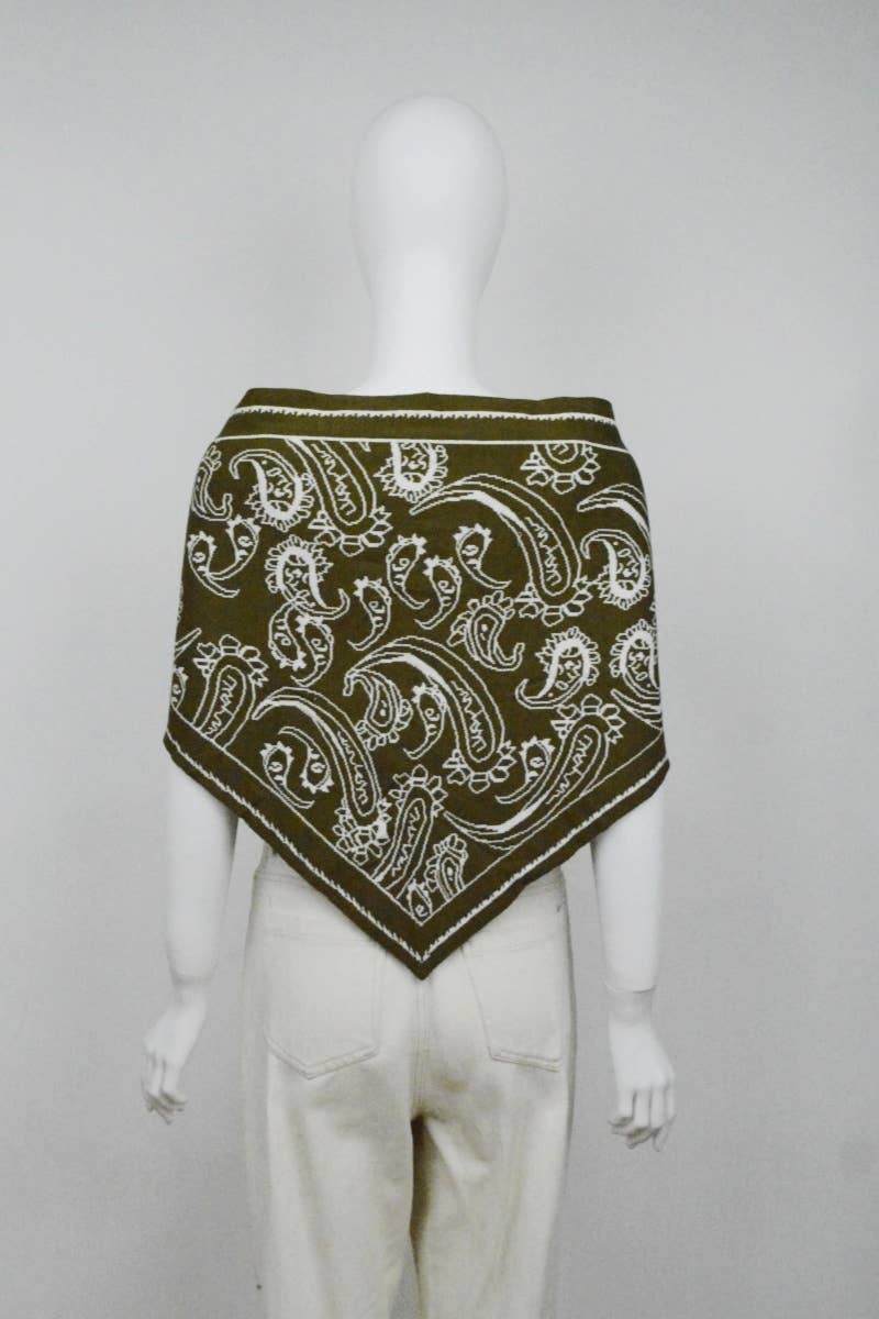 Paisley Knit Triangle Scarf Multi Wear Wrap
