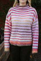 Harvest Lane Stripe Sweater- Berry