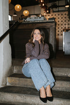 Midnight Lounge Stripe Henley Top-Navy/Mocha