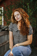 Wren Gingham Top- Chocolate