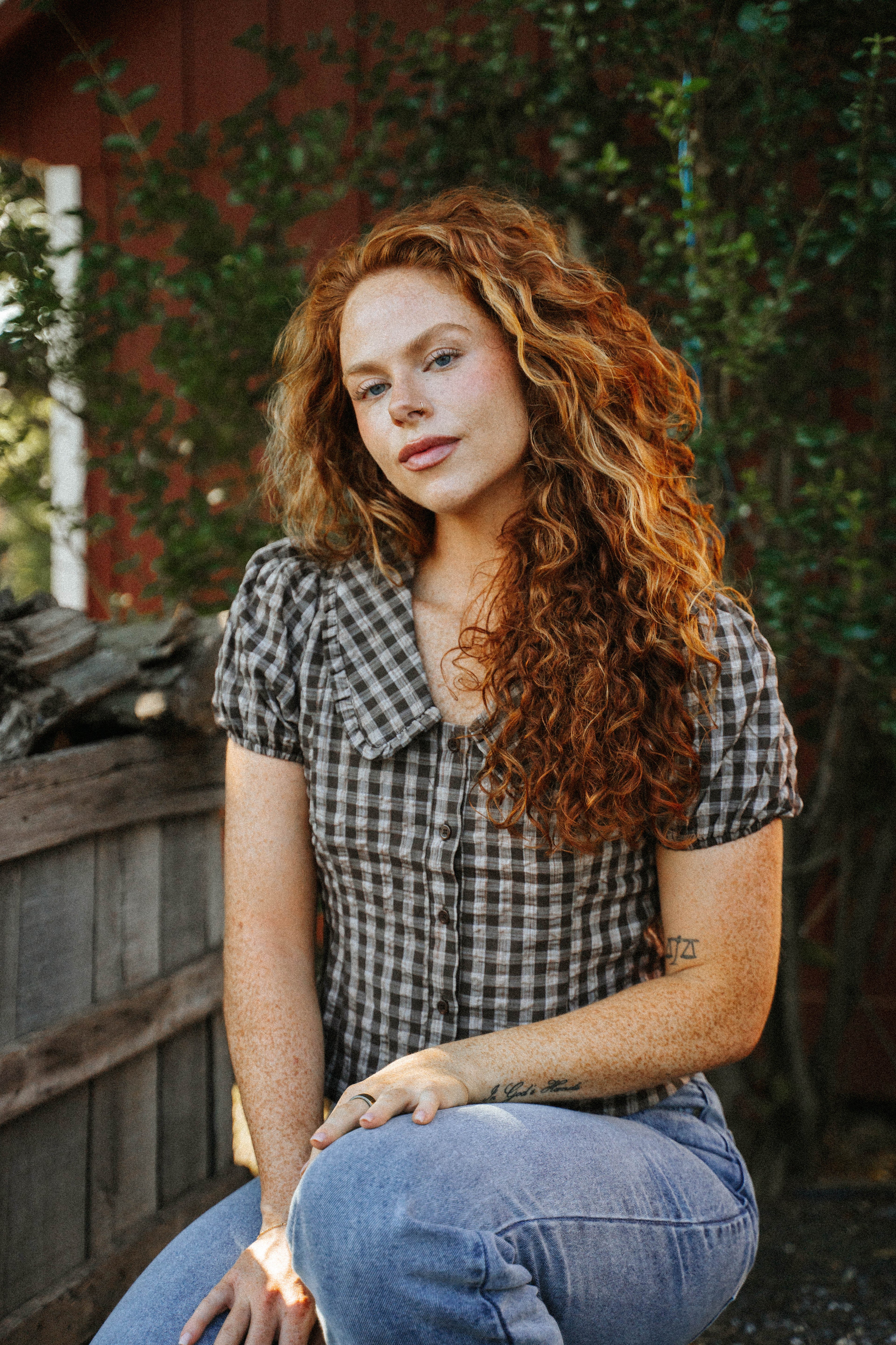 Wren Gingham Top- Chocolate