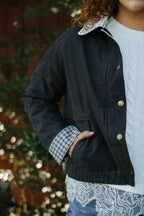 Hadley Gingham Jacket-Charcoal