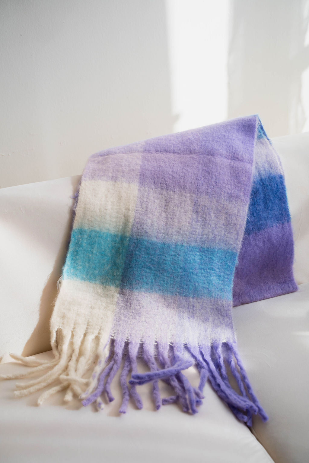 Lavender Sky Plaid Chunky Scarf