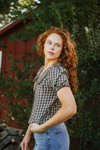 Wren Gingham Top- Chocolate