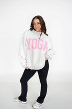 PILATES/YOGA Reversible Mockneck-Heather Grey/Pink