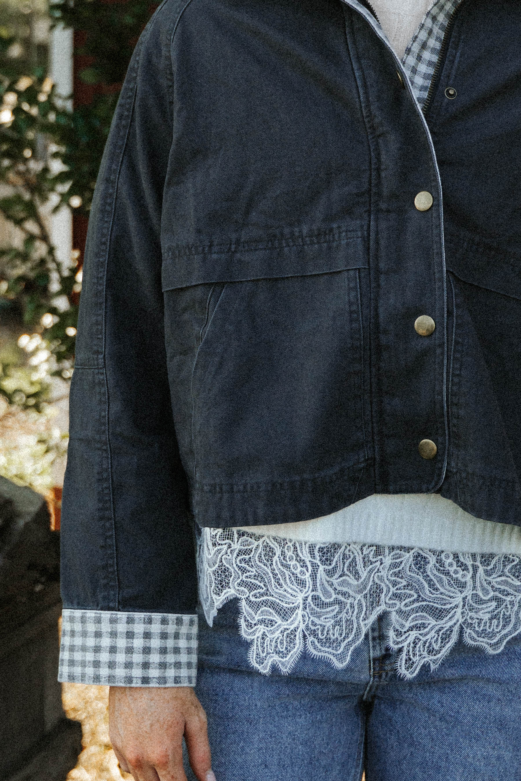 Hadley Gingham Jacket-Charcoal