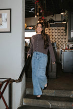 Midnight Lounge Stripe Henley Top-Navy/Mocha