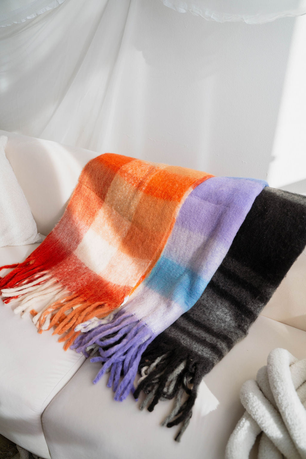 Lavender Sky Plaid Chunky Scarf