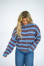Coastal Stripe Cardigan- Blue
