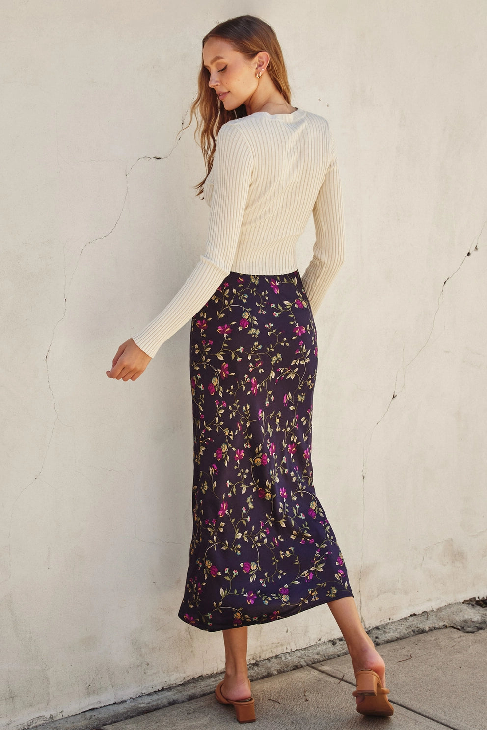 Midnight Floral Pull On Maxi Skirt