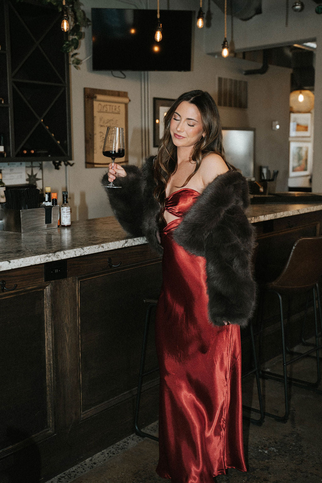 Marlowe Strapless Dress- Crimson Red