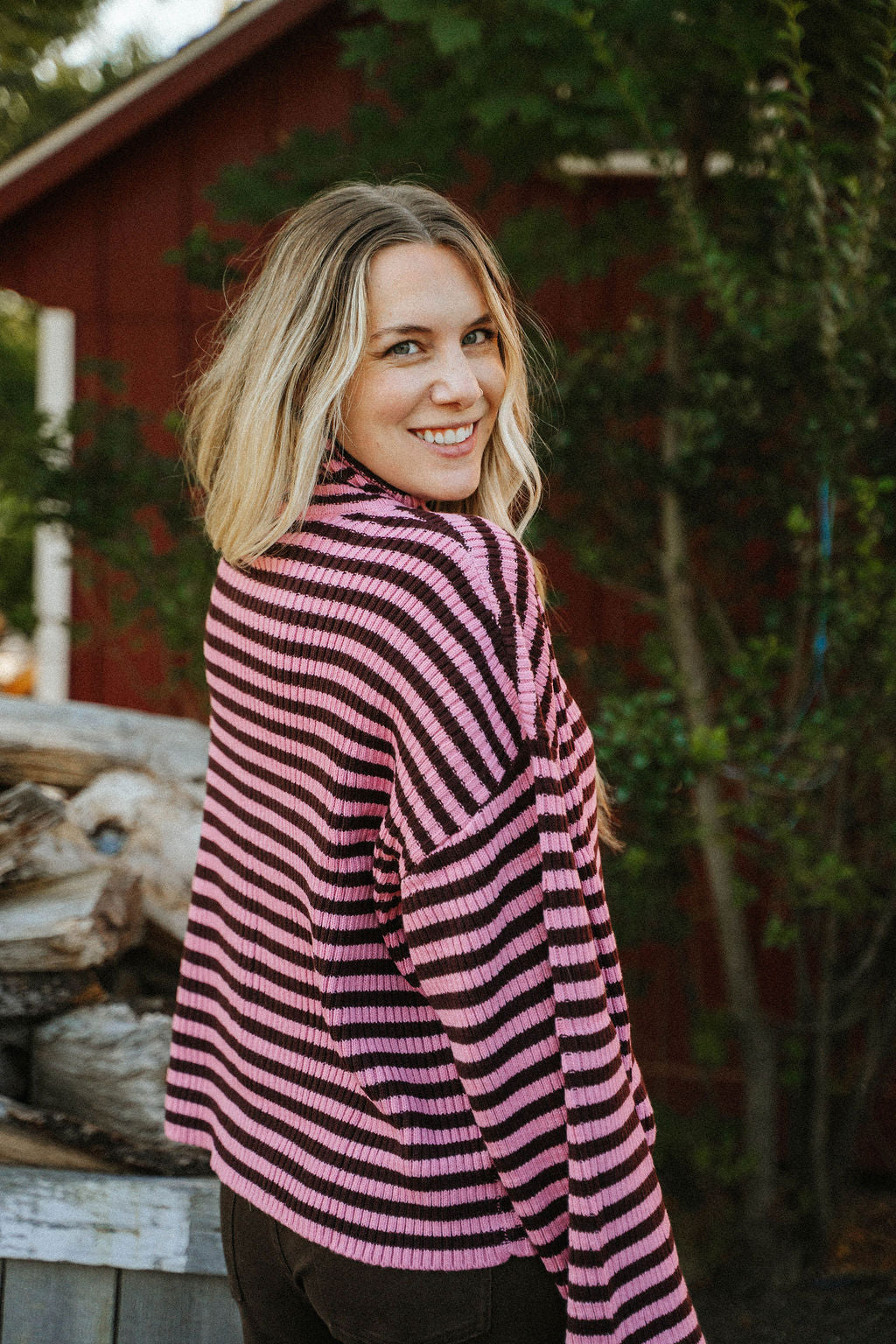 Berry Mocha Zip-Up Sweater