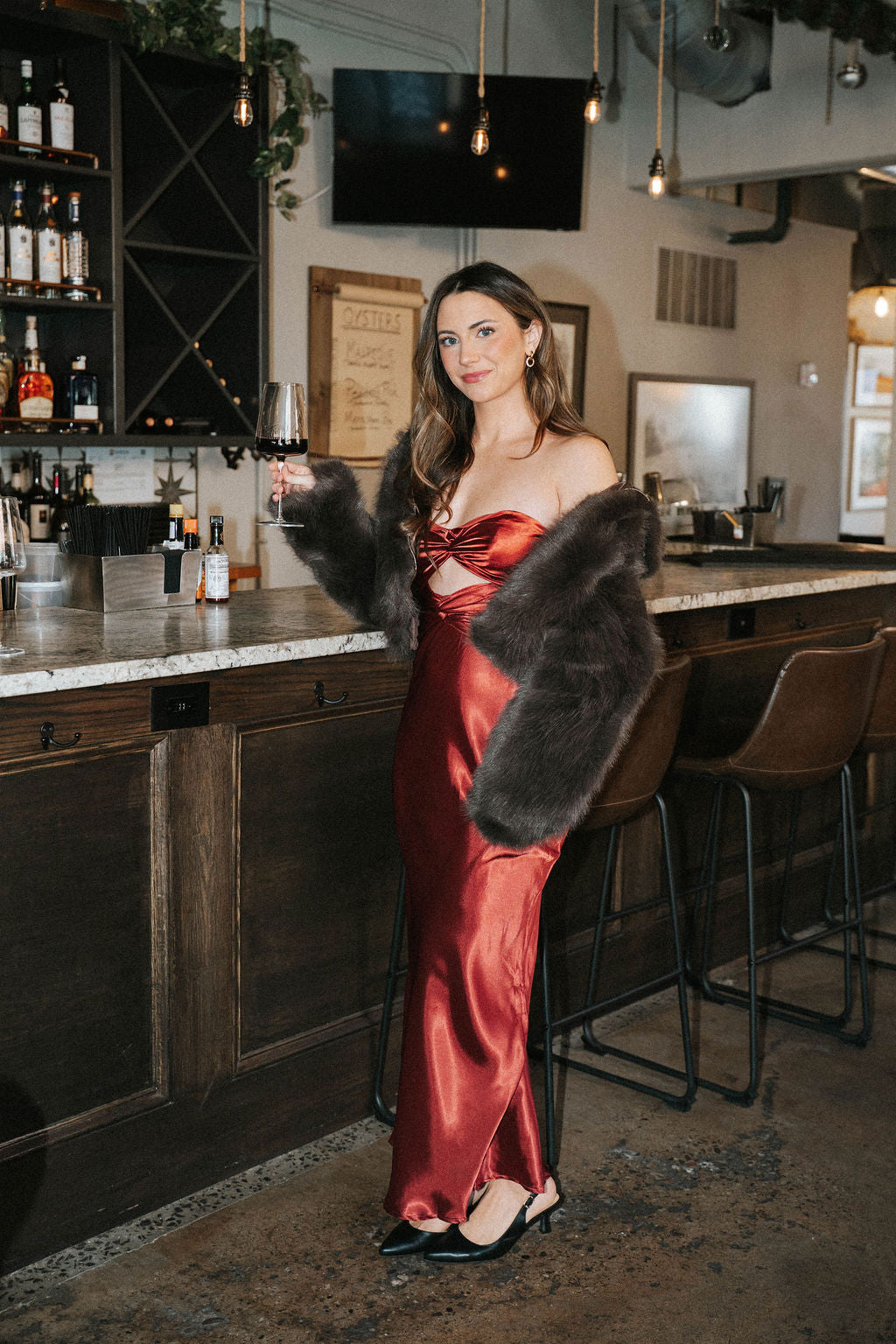 Marlowe Strapless Dress- Crimson Red