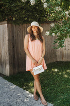 Seabreeze Gingham Shift Dress- Coral Pink
