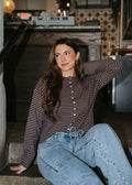 Midnight Lounge Stripe Henley Top-Navy/Mocha