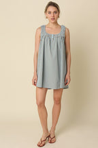 Seabreeze Gingham Shift Dress- Blue/Brown