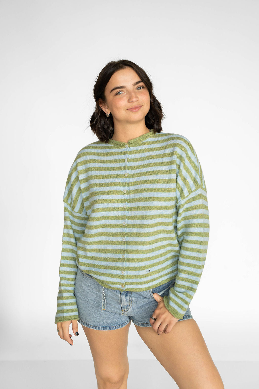 Sunlit Coast Stripe Cardigan – Matcha