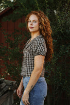 Wren Gingham Top- Chocolate