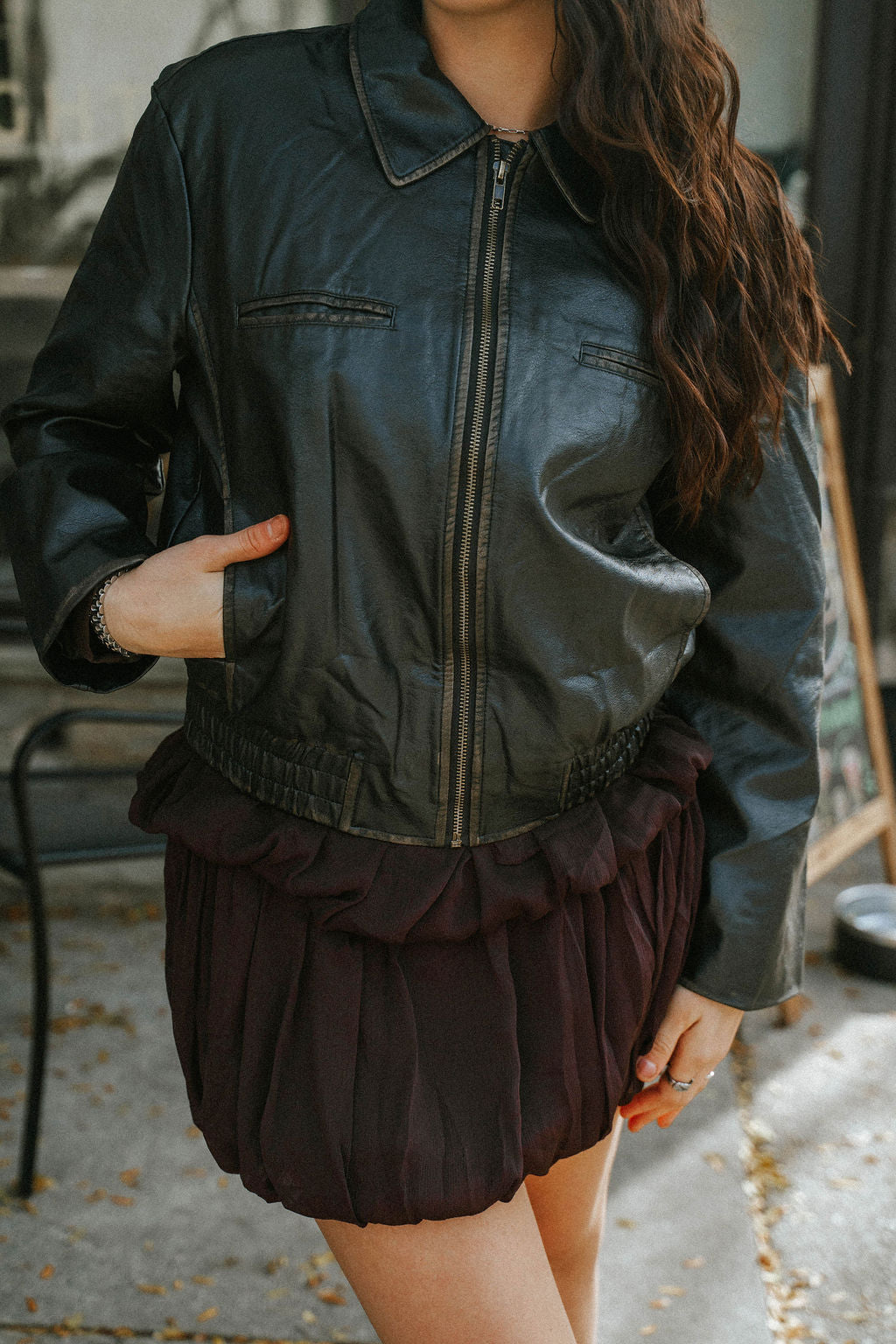 Mercer Faux Leather Jacket-Black