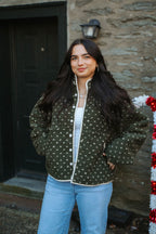 Sugar Cookie Sherpa Snap Jacket- Olive