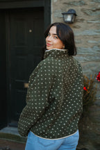 Sugar Cookie Sherpa Snap Jacket- Olive