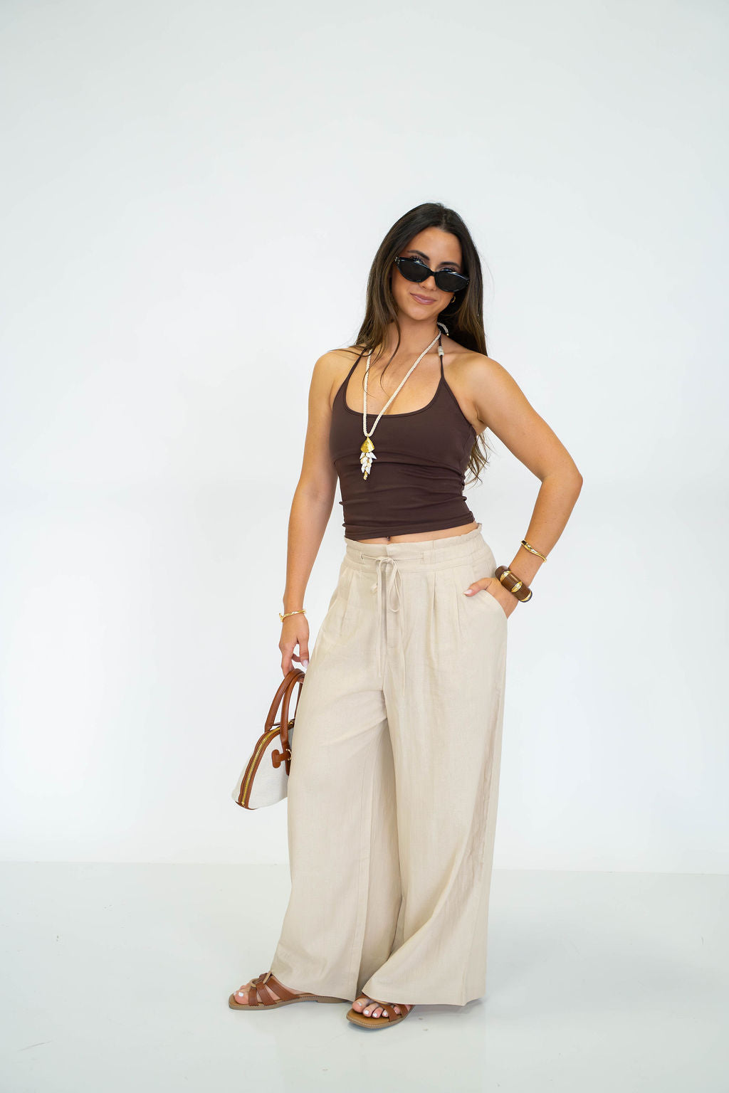 Coastal Beaded Halter- Chocolate