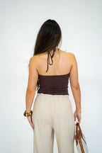 Coastal Beaded Halter- Chocolate