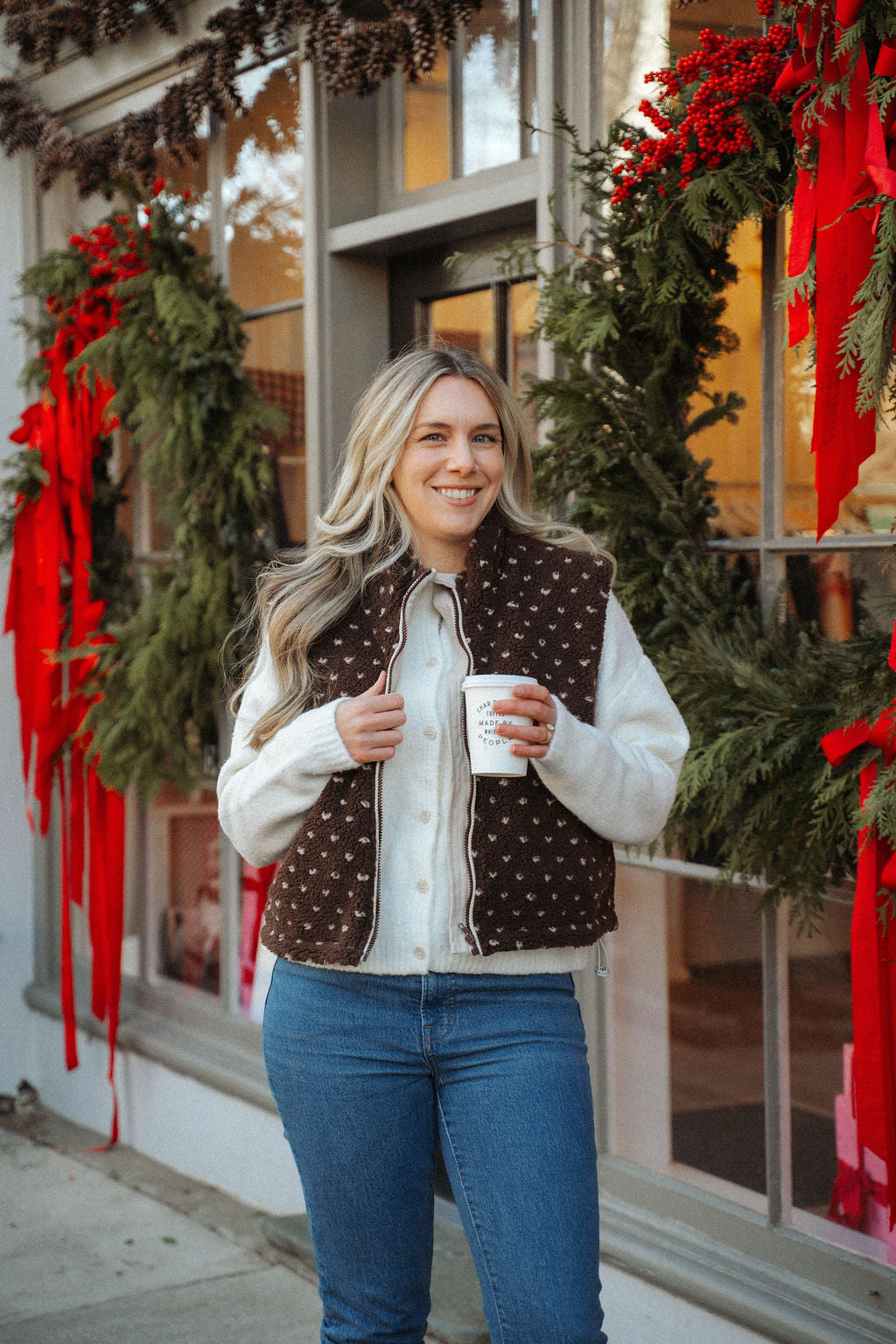 Cozy Love Sherpa Zip Vest- Chocolate