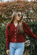 Burgundy Button Cardigan