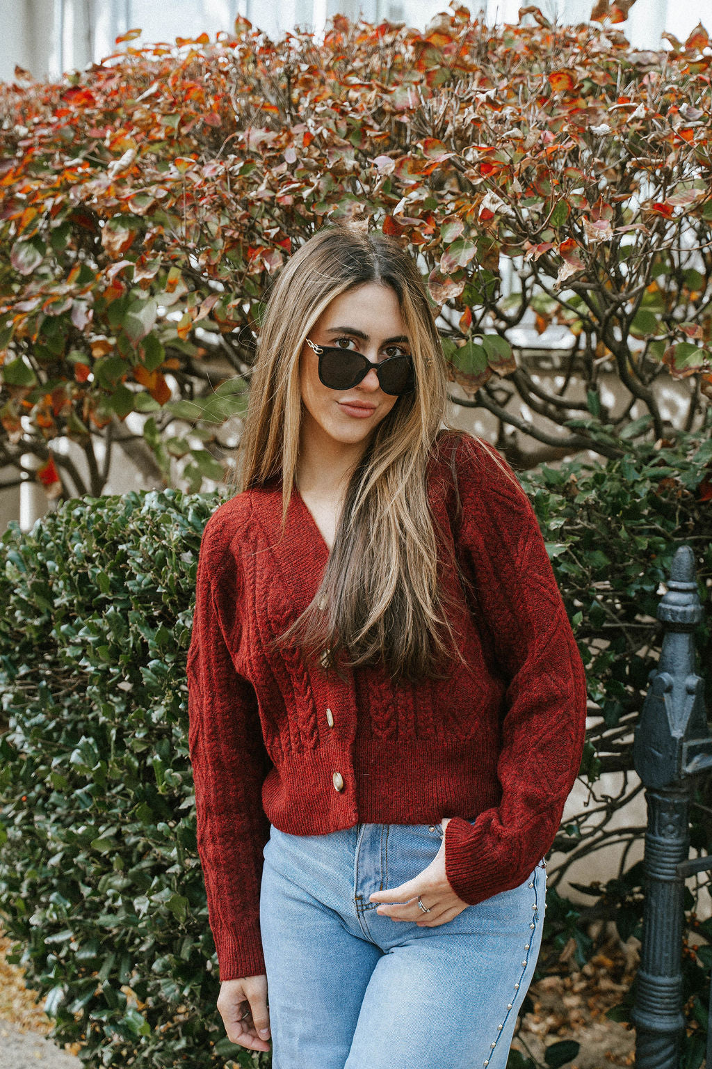 Burgundy Button Cardigan