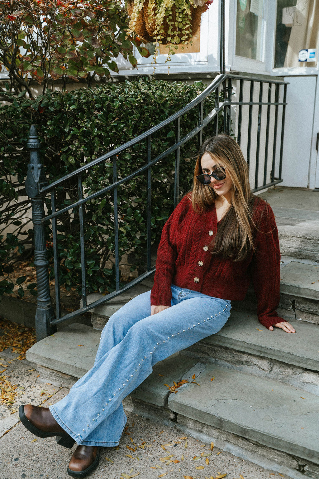 Burgundy Button Cardigan