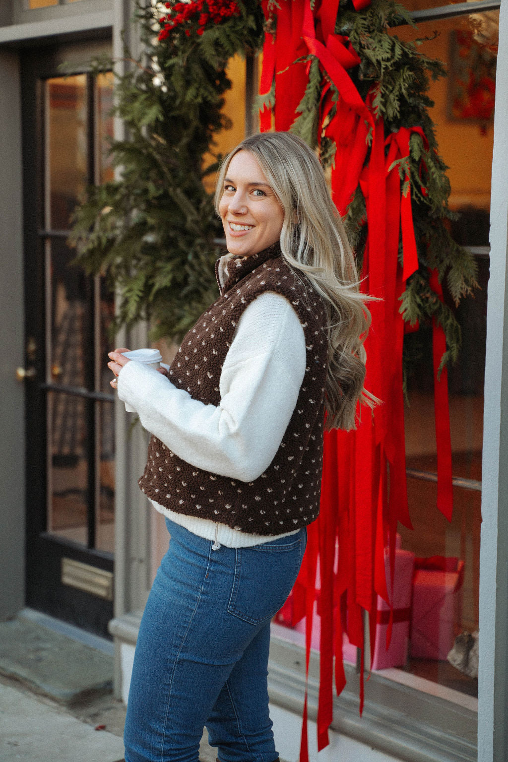 Cozy Love Sherpa Zip Vest- Chocolate