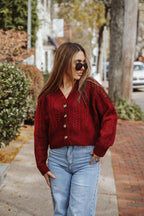 Burgundy Button Cardigan