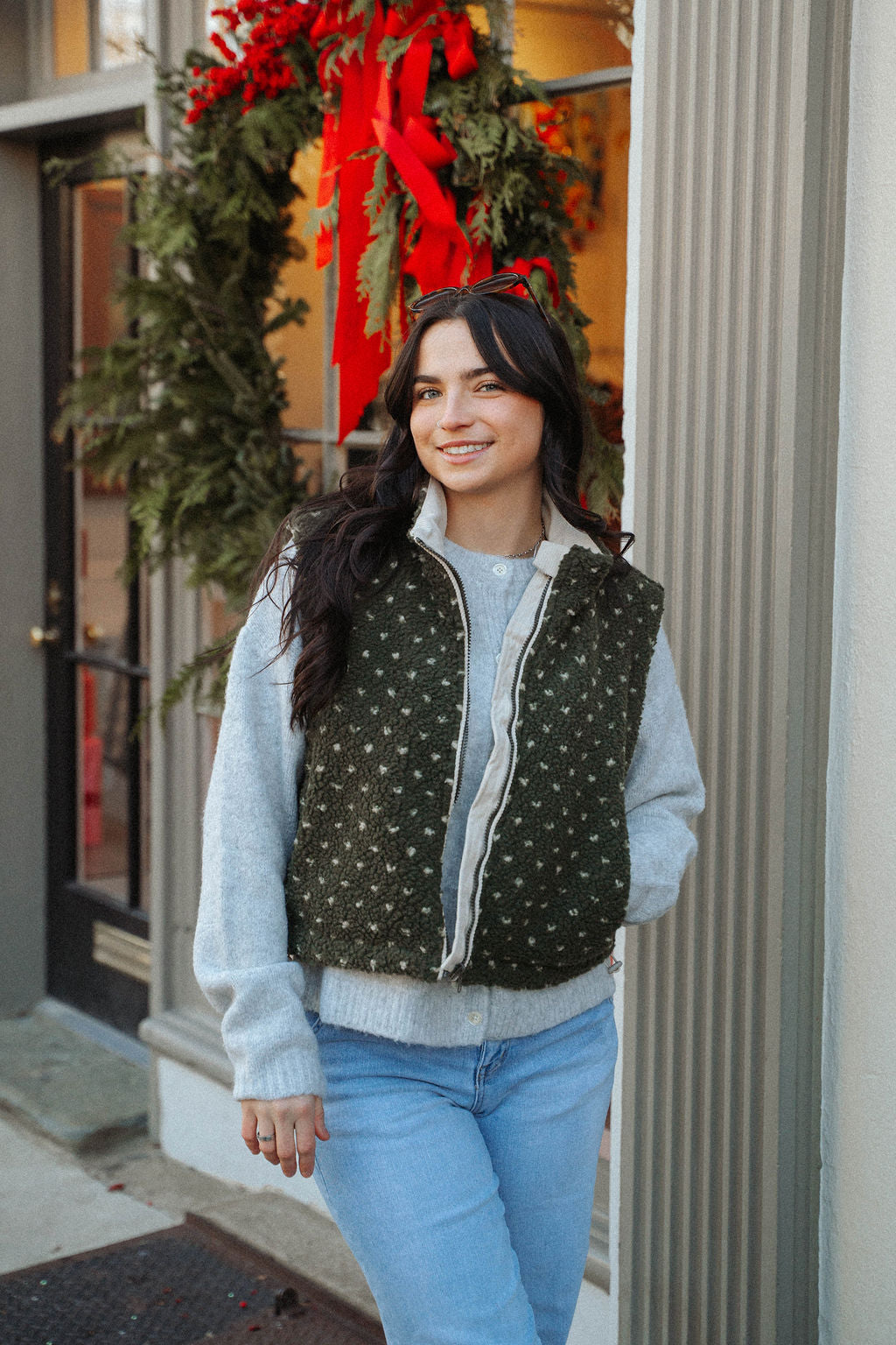 Cozy Love Sherpa Zip Vest- Olive