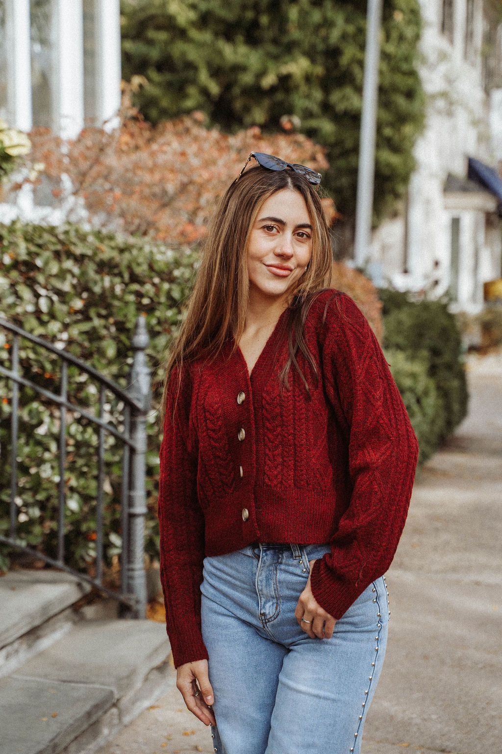 Burgundy Button Cardigan