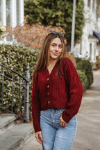 Burgundy Button Cardigan