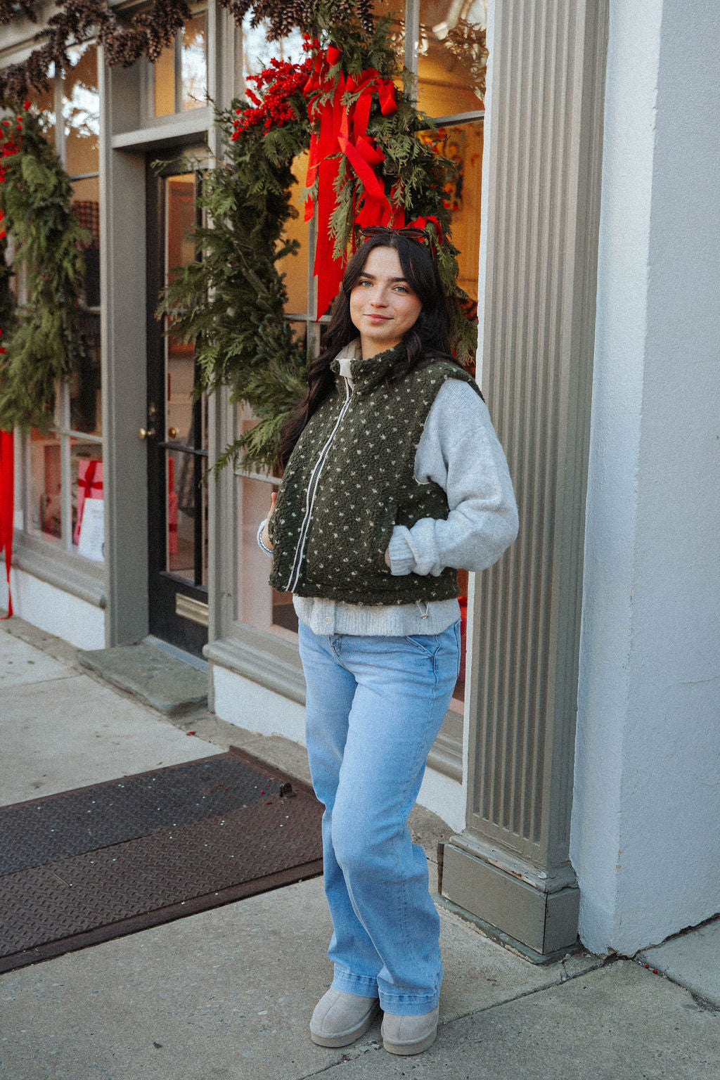 Cozy Love Sherpa Zip Vest- Olive