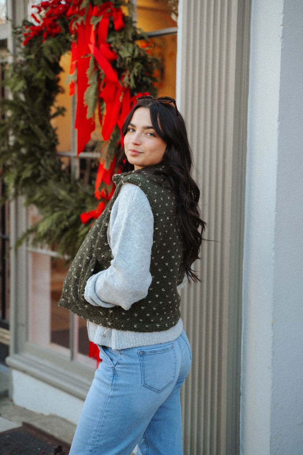 Cozy Love Sherpa Zip Vest- Olive