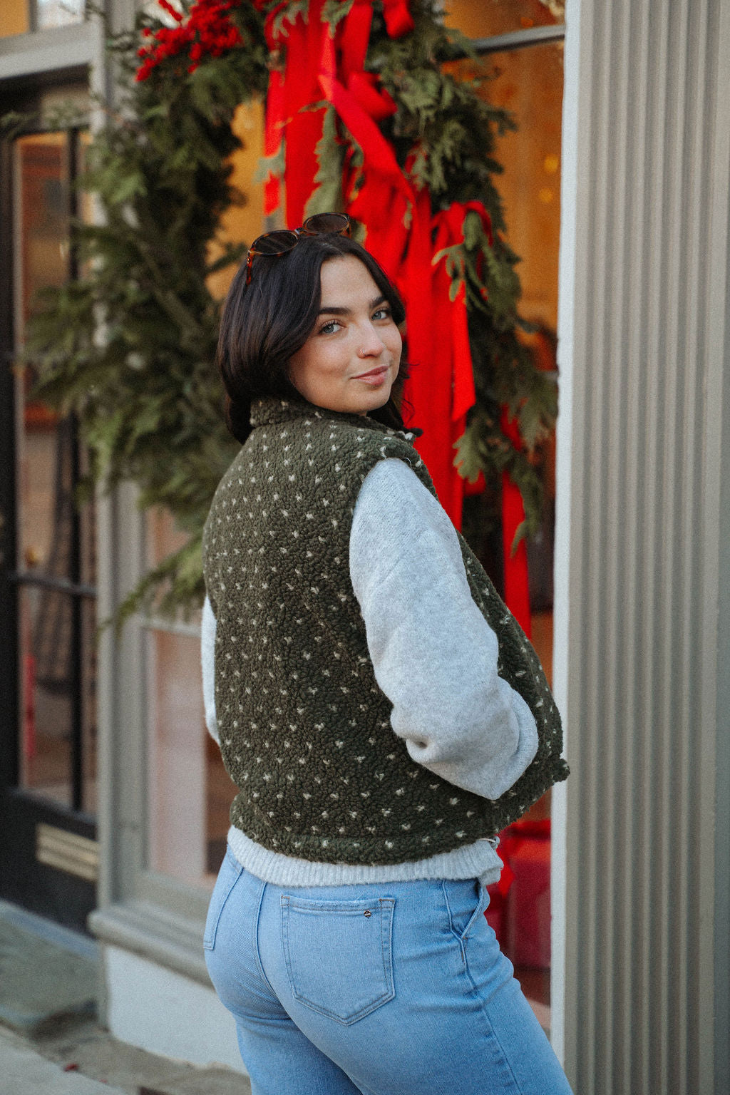 Cozy Love Sherpa Zip Vest- Olive