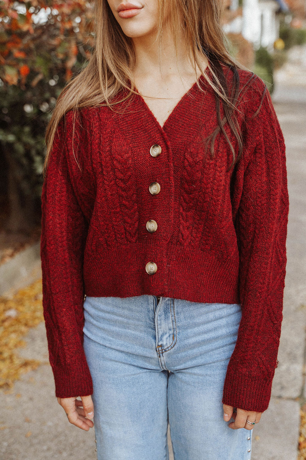 Burgundy Button Cardigan