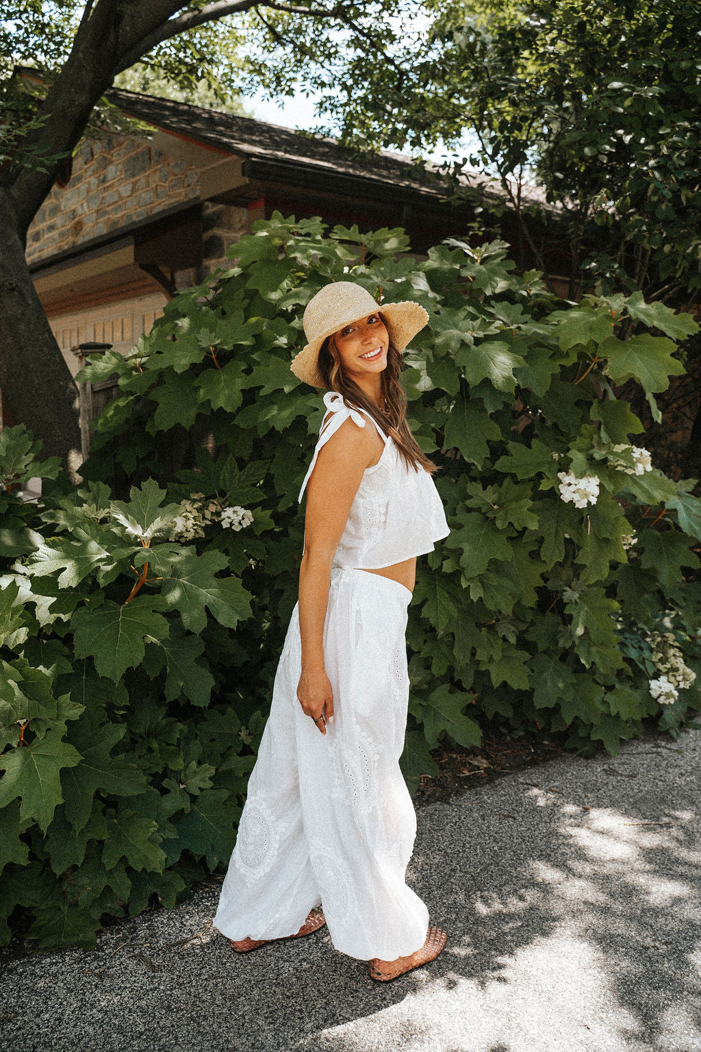 Boardwalk Eyelet Wide-Leg Pants