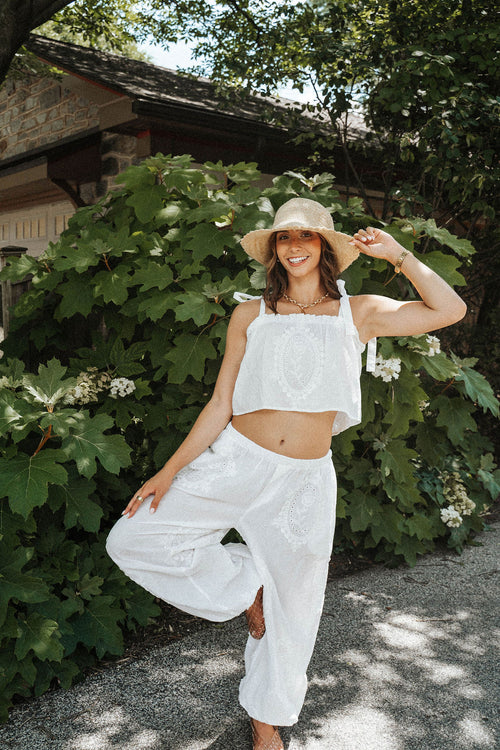 Boardwalk Eyelet Wide-Leg Pants