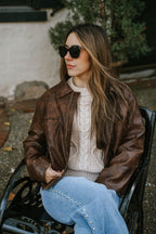 Mercer Faux Leather Jacket- Dark Brown