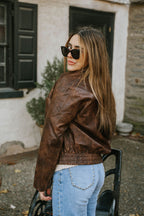 Mercer Faux Leather Jacket- Dark Brown