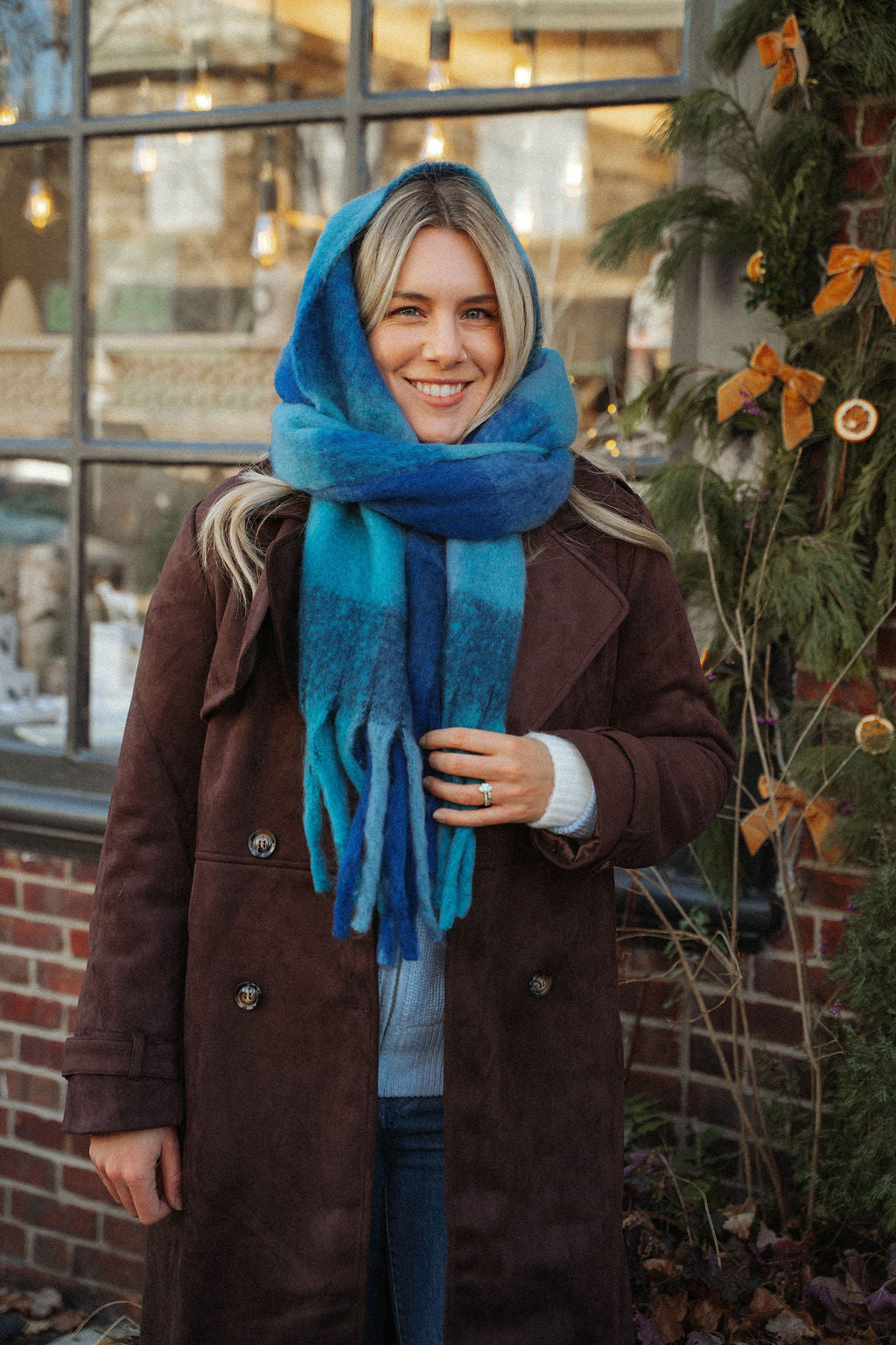 Frosted Cocoa Suede Duster Coat