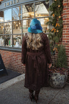 Frosted Cocoa Suede Duster Coat