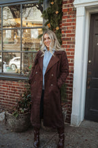 Frosted Cocoa Suede Duster Coat
